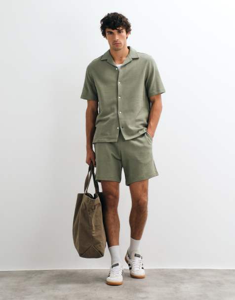 GAP towelling tie waist shorts co-ord in khaki green - view 1