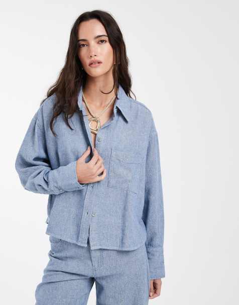 GAP twill linen mix shirt in blue - view 1