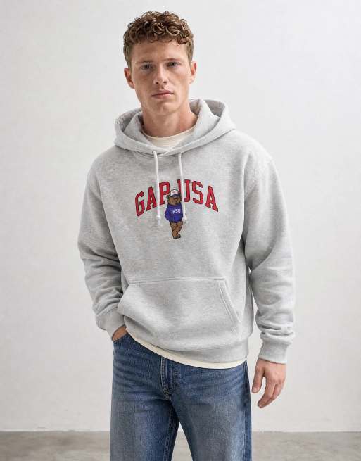 GAP USA bear print hoodie in grey marl, 6 of 10