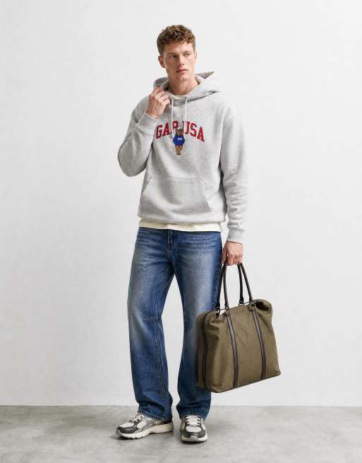 GAP USA bear print hoodie in grey marl, 7 of 10