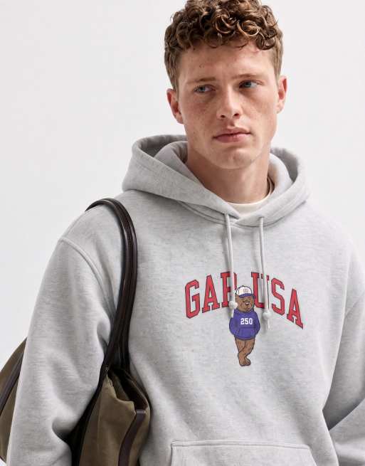 GAP USA bear print hoodie in grey marl, 8 of 10