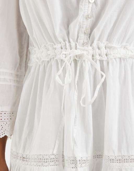 GAP v-neck lace detail cinched mini dress in white, 2 of 4