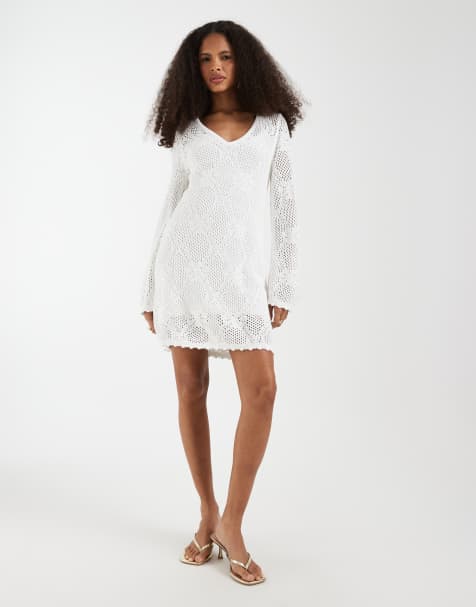 GAP V-neck pointelle mini dress in white - view 1