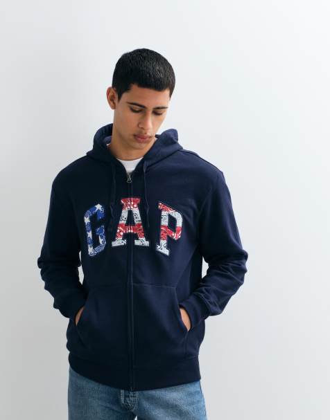 GAP vintage logo zip up hoodie in navy - view 1