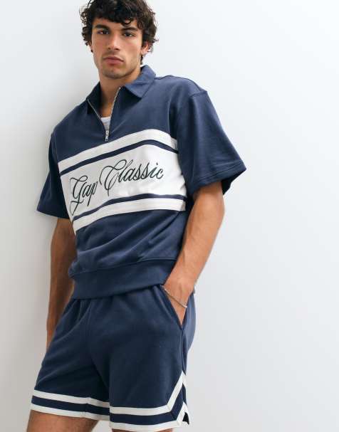 GAP vintage sports chest logo polo sweat co-ord in blue - view 1