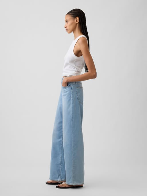 GAP wide leg comfort jeans in light blue wash, 4 of 4
