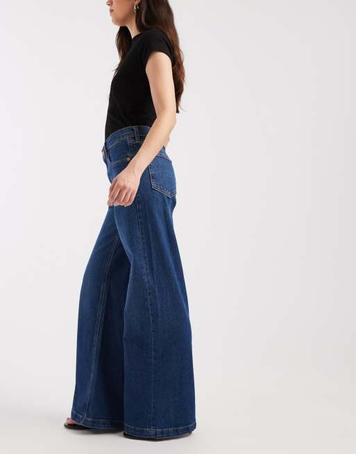 GAP wide leg jean in dark wash blue, 2 of 5