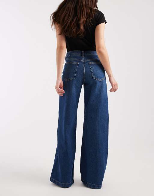 GAP wide leg jean in dark wash blue, 3 of 5