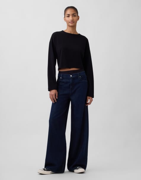 GAP wide leg jeans in indigo blue - view 1