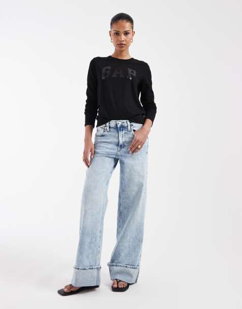 GAP wide leg jeans in light indigo blue - view 1