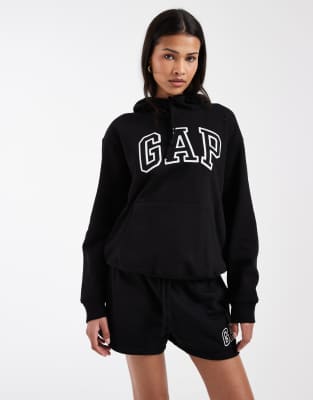 Gap Zip Up Oversized Logo Hoodie Co-ord In Black