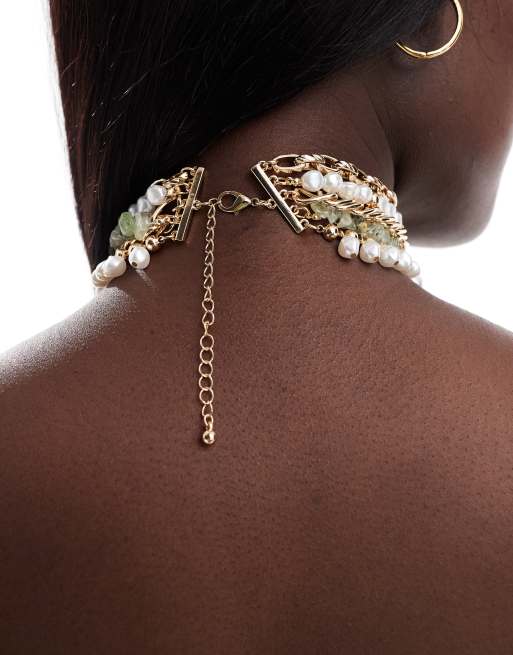 Gargantilla con diseño de perlas y piedras semipreciosas de edición limitada de ASOS DESIGN Curve, 2 de 4