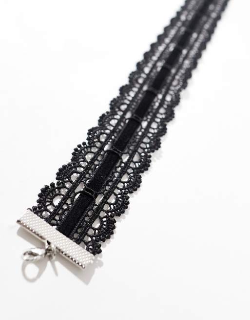 Gargantilla negra con detalle de terciopelo y encaje de ASOS DESIGN Curve, 3 de 4