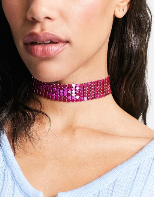 Gargantilla rosa con diseño de cota de malla de ASOS DESIGN