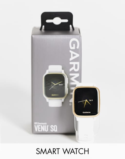 garmin venu sq smart watch white light gold bezel
