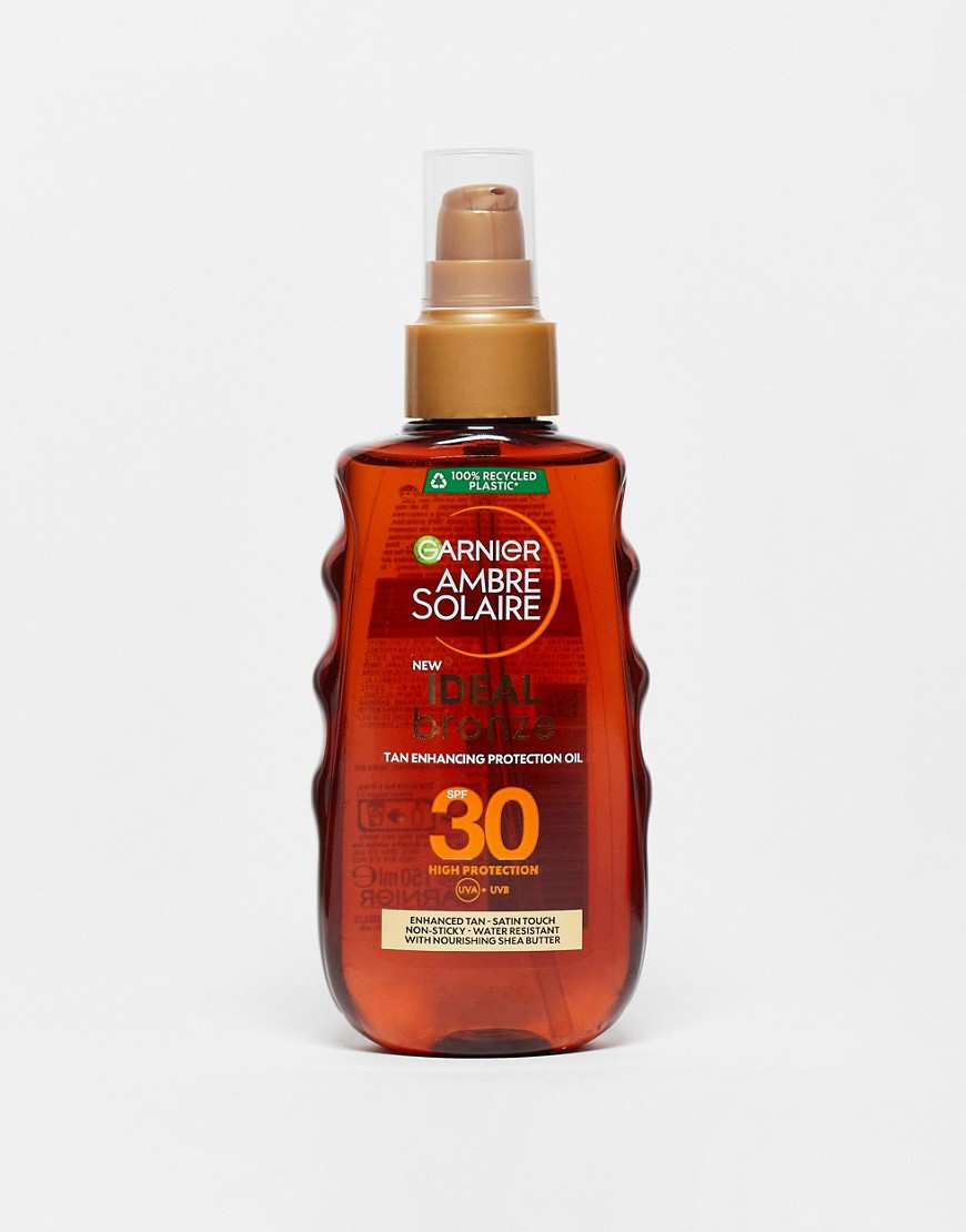 Garnier Ambre Solaire Ideal Bronze Protective Oil Sun Cream Spray SPF30 150ml-No colour