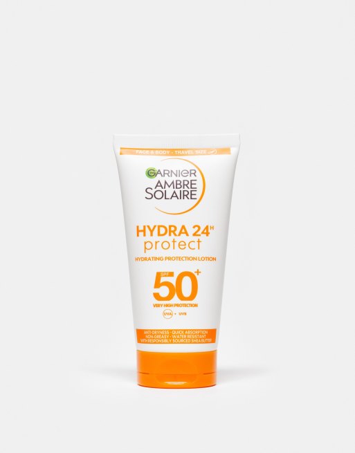 Garnier – Ambre Solaire – Ochronny mocno nawilżający krem przeciwsłoneczny do opalania z masłem shea i filtrem SPF50, 50 ml