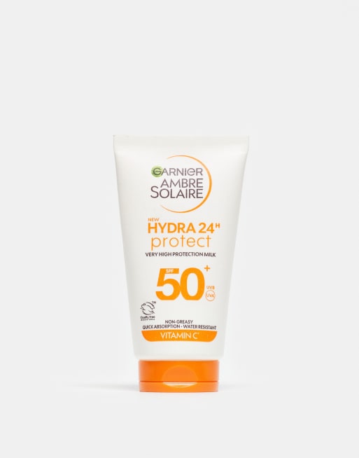 Garnier – Ambre Solaire – Ochronny mocno nawilżający krem przeciwsłoneczny do opalania z masłem shea i filtrem SPF50, 50 ml