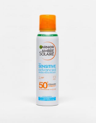 Garnier Ambre Solaire SPF 50+ Sensitive Advanced Hypoallergenic Dry Mist Sun Cream Spray 150ml-No colour