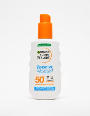 Garnier Ambre Solaire SPF 50+ Sensitive Advanced Hypoallergenic Sun Cream Spray 150ml-No colour