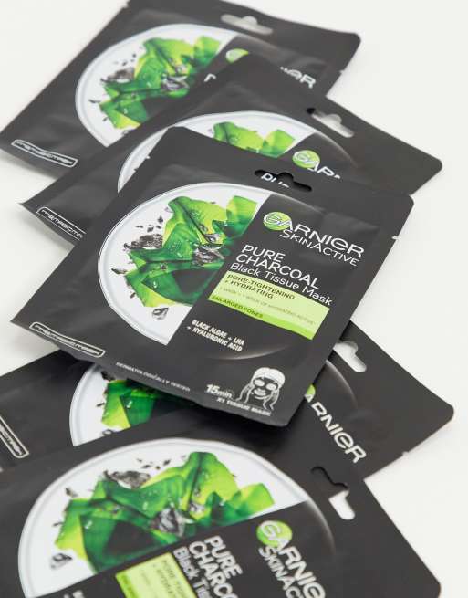 Garnier - Charcoal and Algae Purifying and Hydrating ansigtsmaske og store porer  (5 Pakke), 3 af 4