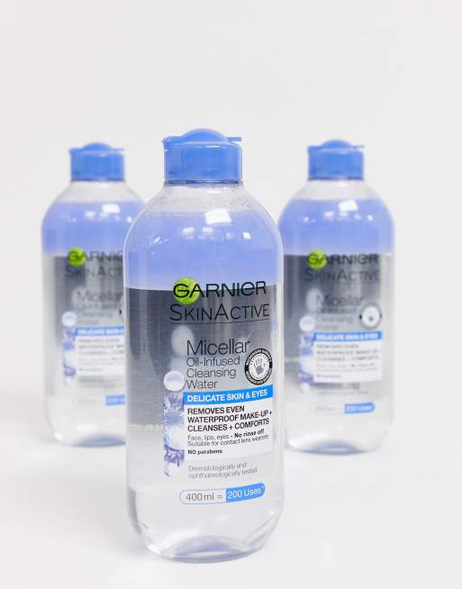 Garnier - Confezione da 3 acqua micellare detergente con olio per pelli delicate e occhi da 400 ml - Risparmia 33%, 4 di 4