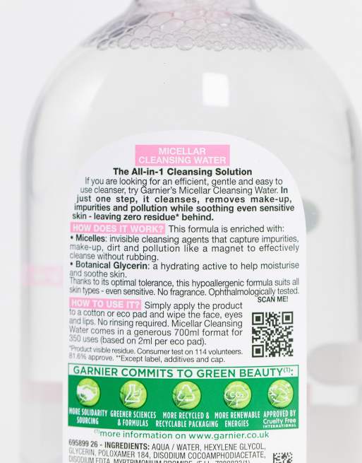 Garnier - Detergente viso acqua micellare per pelli sensibili 700 ml, 2 di 4