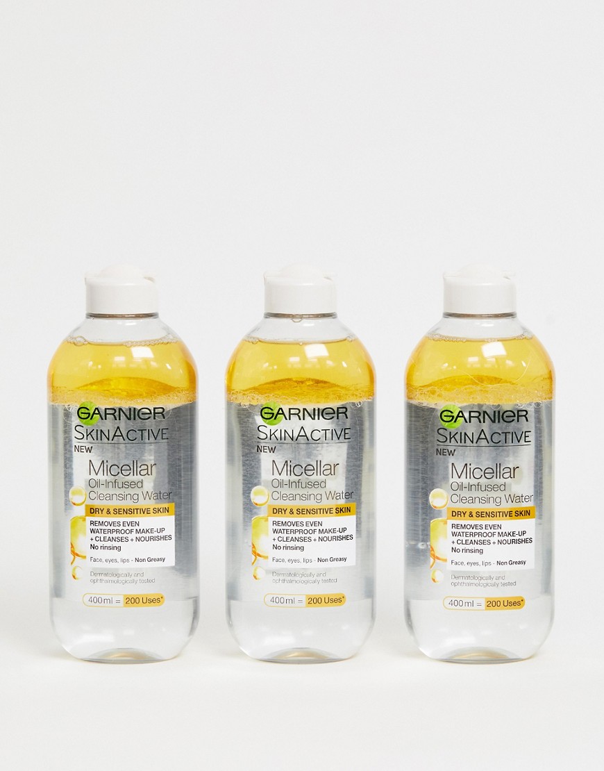 Garnier Micellar - Confezione da 3 acqua micellare detergente con olio da 400 ml - Risparmia 33%-Nessun colore