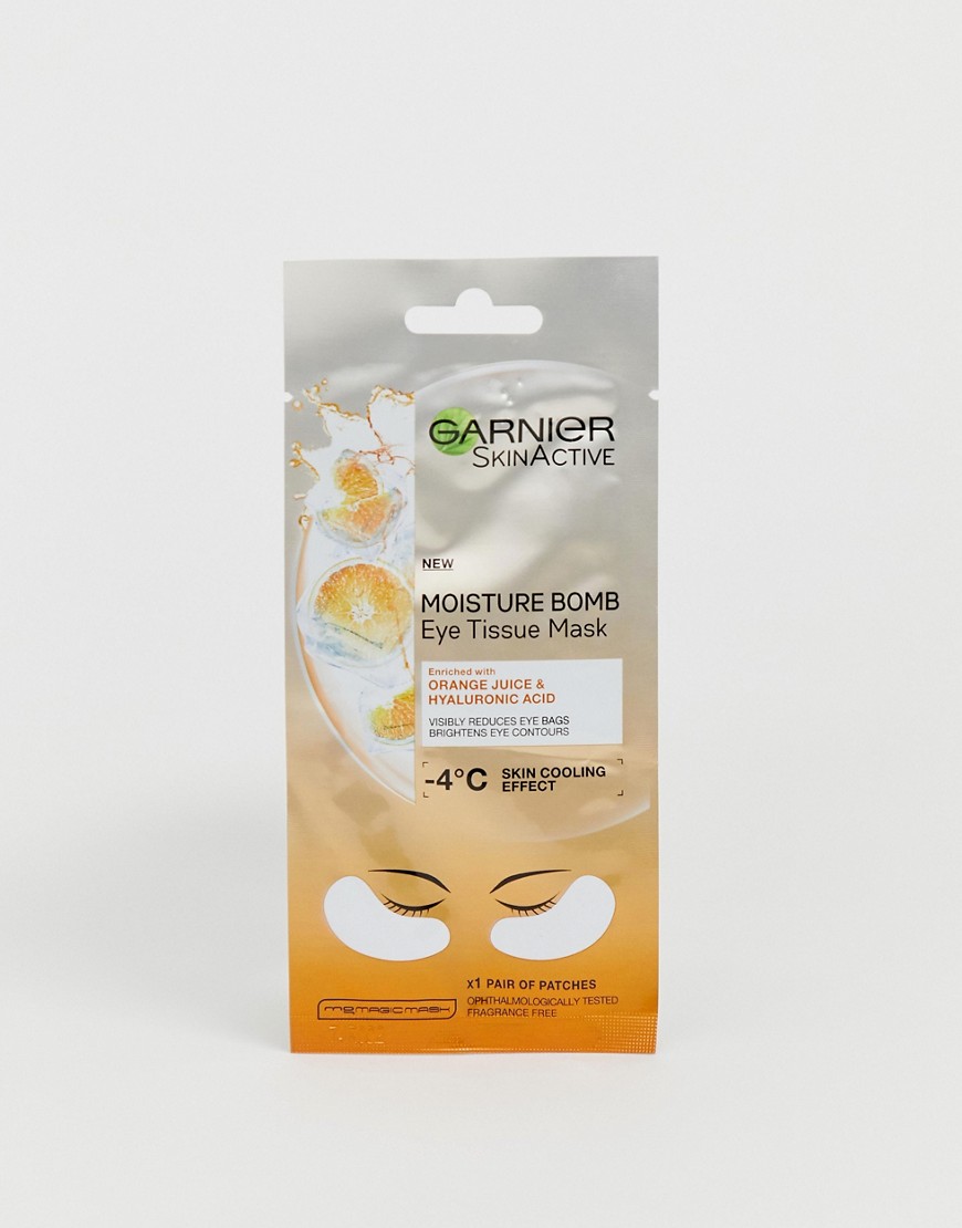 Garnier Moisture Bomb Eye Sheetmaske med hyaluronsyre og appelsinjuice 6g pakker med 5 SPAR 33%-Ingen farve