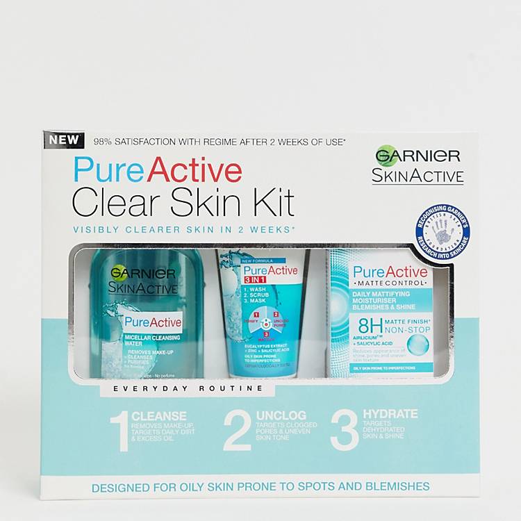 Garnier Pure Active Anti Blemish Skin Care Beauty Regime 3 Step Kit | ASOS