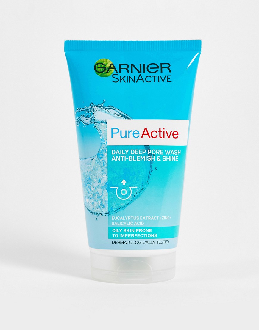 Garnier - Pure Active - Detergente viso contro i punti neri e pulizia pori per pelli grasse da 150 ml-Nessun colore