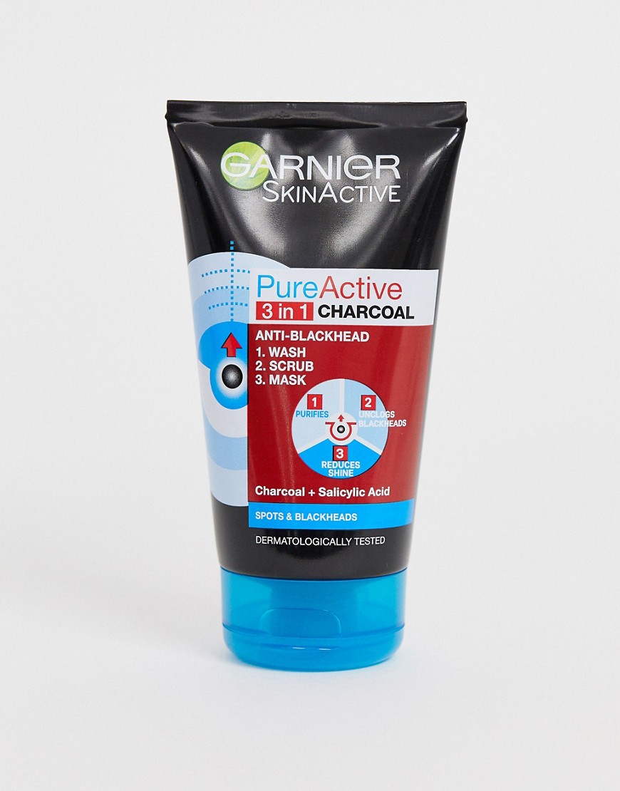 Garnier - Pure Active - Maschera detergente scrub contro i punti neri 3 in 1 al carbone da 150 ml-Nessun colore
