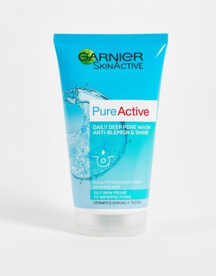 Garnier - Pure Active - Tiefenreinigender Gesichtsreiniger gegen Mitesser für fettige Haut, 150 ml-Keine Farbe