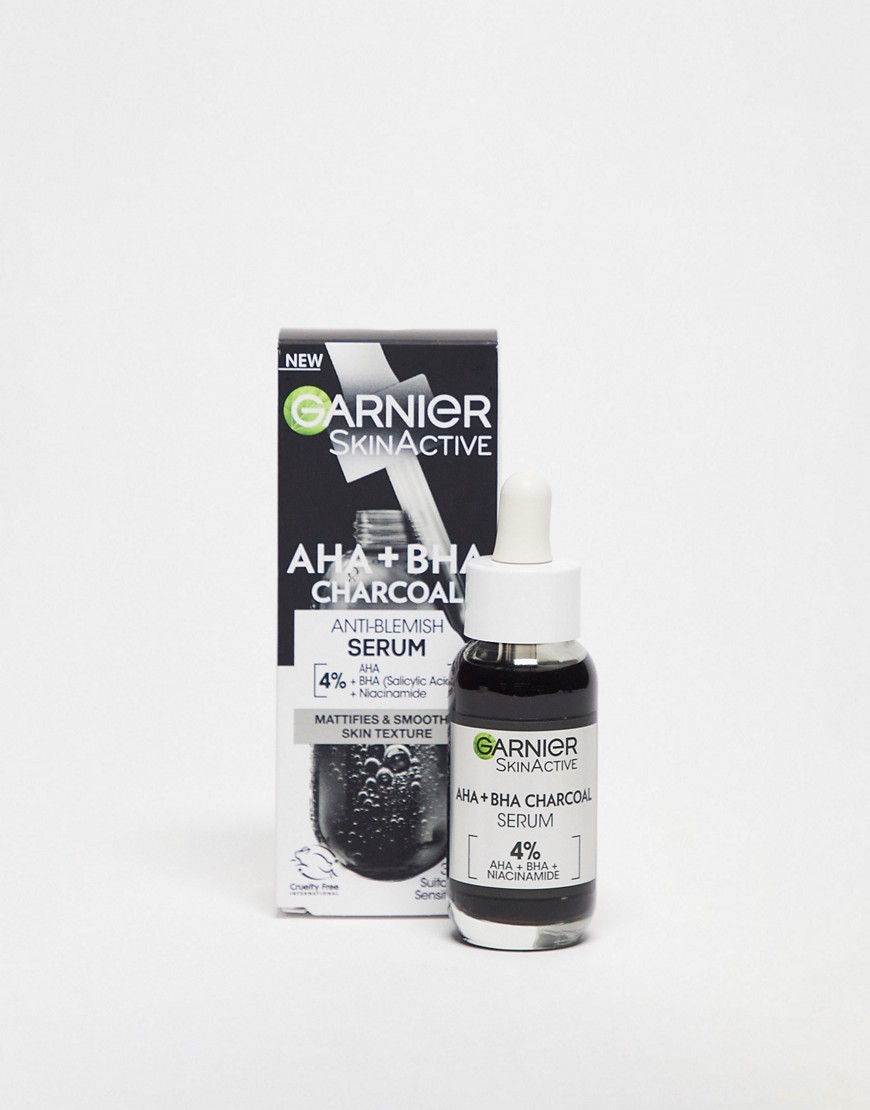 Garnier Skinactive 4% AHA + BHA & Niacinamide Charcoal Serum 30ml-No colour