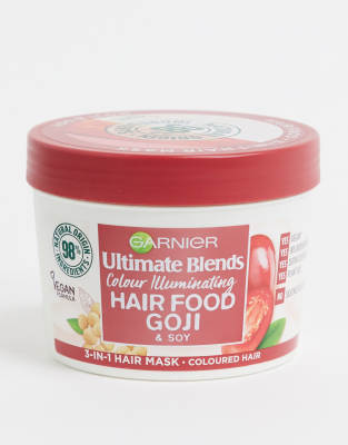 garnier -  – Ultimate Blends Hair Food – 3-in-1-Haarmaske mit Goji-Beeren für gefärbtes Haar, 390 ml-Transparent