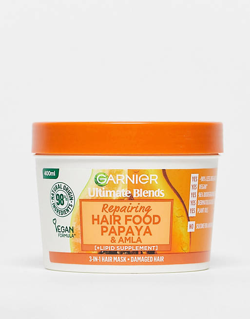 Garnier – Ultimate Blends – Hair Food Papaya – Vegansk 3-i-1-hårmask för skadat hår, 390 ml