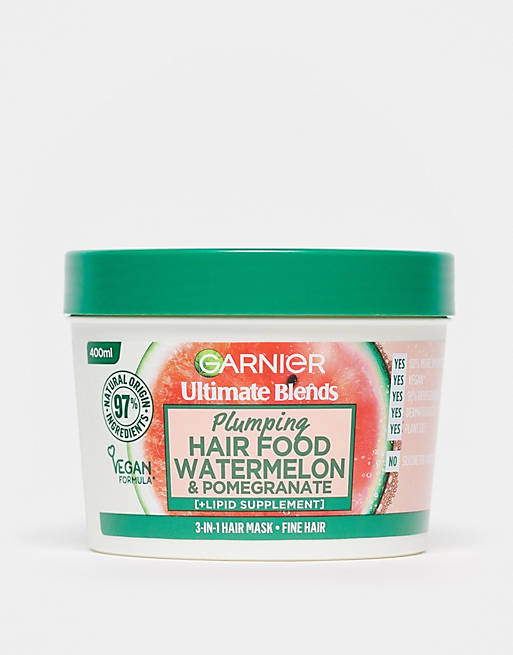 Garnier – Ultimate Blends Plumping Hair Food – 3-i-1-hårinpackning med vattenmelon för tunt hår 390ml