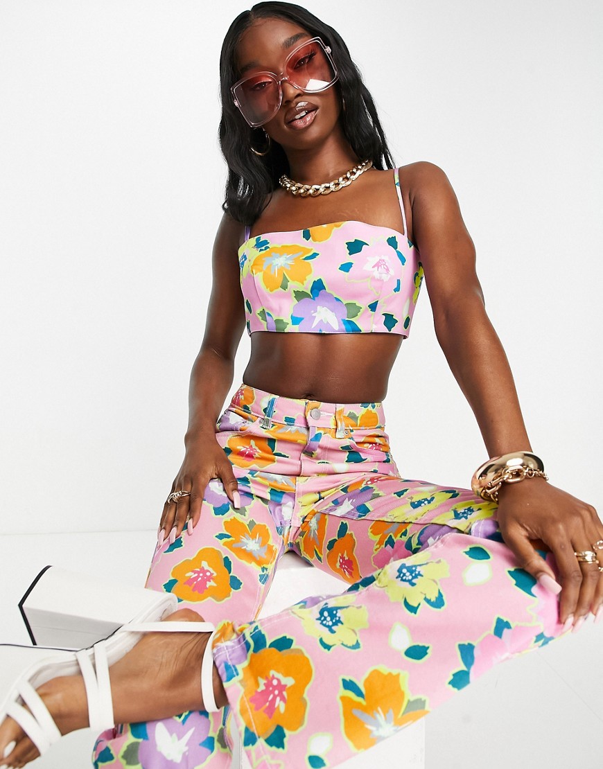 sulola crop top in floral print - part of a set-Multi