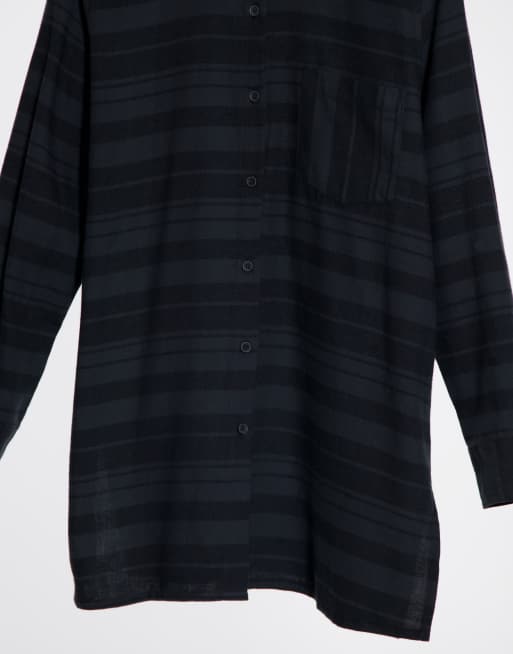 GeBe Maternity - Camicia nera a righe tono su tono, 4 di 4