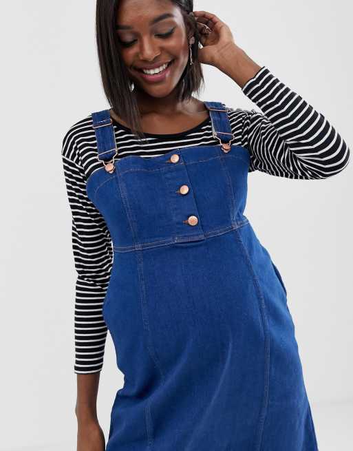 Maternity denim pinafore dress sales