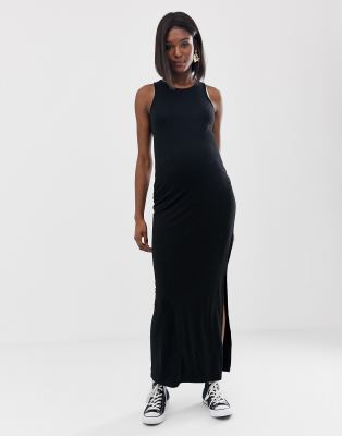 fitted maxi dress with split