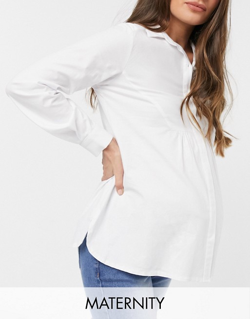 Gebe Maternity gathered back shirt in white