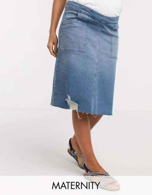 Denim midi 2025 skirt maternity