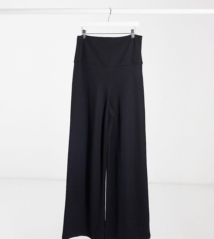 Gebe Maternity over-the-bump wide leg trousers in black