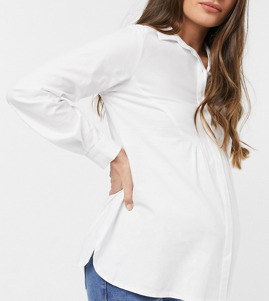 Gebe Maternity - Overhemd met aangerimpelde achterkant in wit