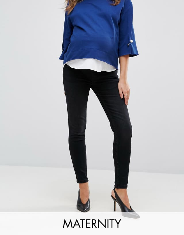 Gebe Maternity premium over-the-bump skinny jeans in black