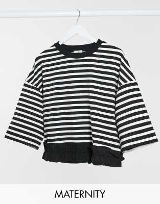 Gebe Maternity stripe jumper in black and white