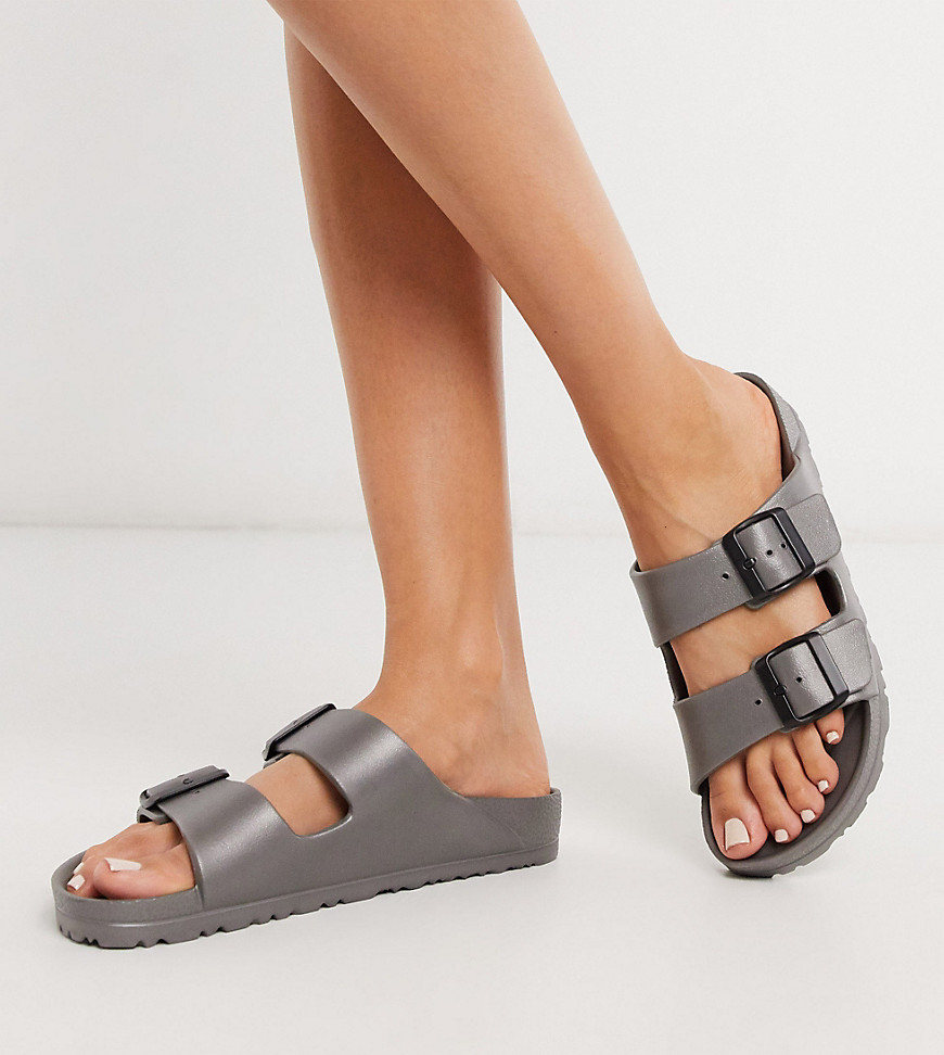 Genuins Exclusive Mallorca double strap light weight slides in anthracite-Grey