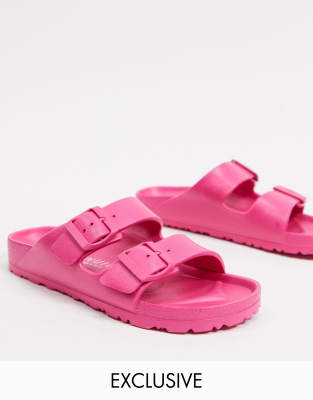 pink double strap slides