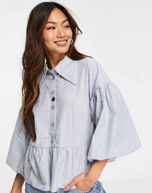 Gestuz - Aritas - Camicia voluminosa a righe, colore blu